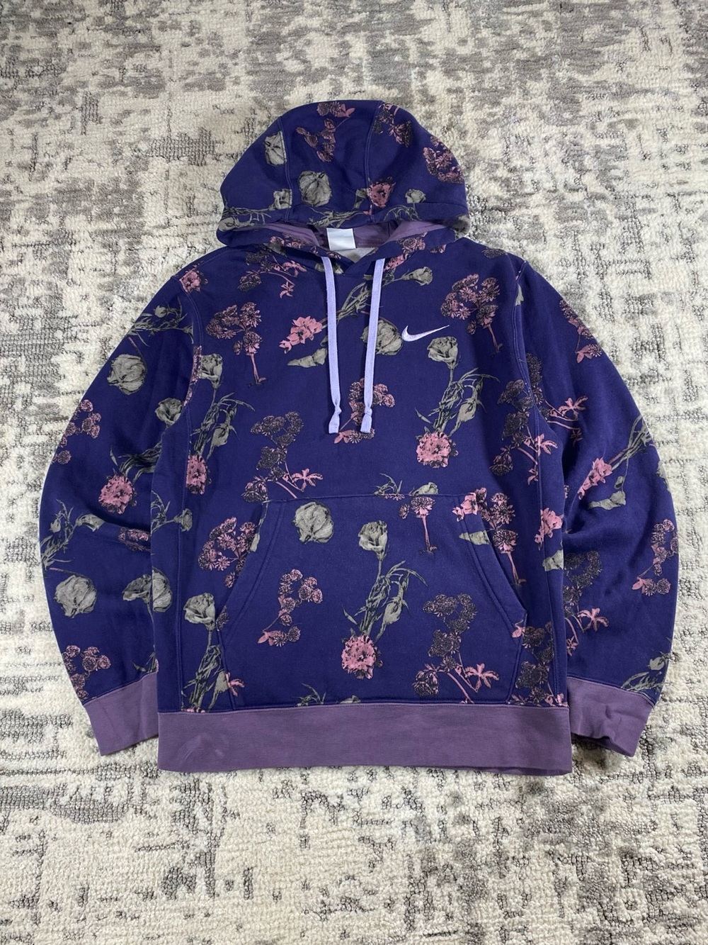 Purple Flowers Nike Swoosh Hoodie